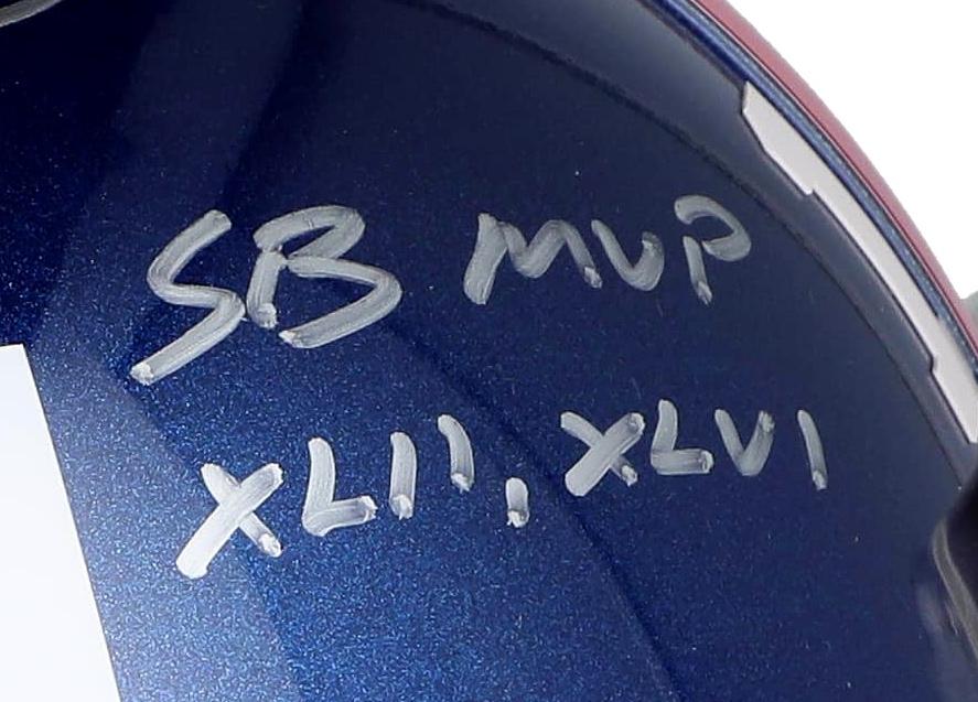 Eli Manning Signed Giants Full-Size Authentic On-Field Helmet Inscribed "SB Champs XLII, XLVI" & "SB MVP XLII, XLVI" (Steiner) at PristineAuction.com Eli Manning Signed Giants Full-Size Authentic On-Field Helmet Inscribed "SB Champs XLII, XLVI" & "SB MVP XLII, XLVI" (Steiner) at PristineAuction.com