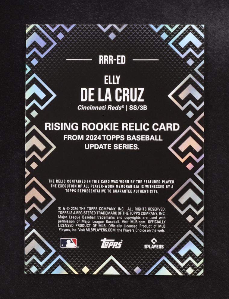 Elly De La Cruz 2024 Topps Rising Rookie Relic Player Worn Memorabilia #RRR-ED RC at PristineAuction.com Elly De La Cruz 2024 Topps Rising Rookie Relic Player Worn Memorabilia #RRR-ED RC at PristineAuction.com