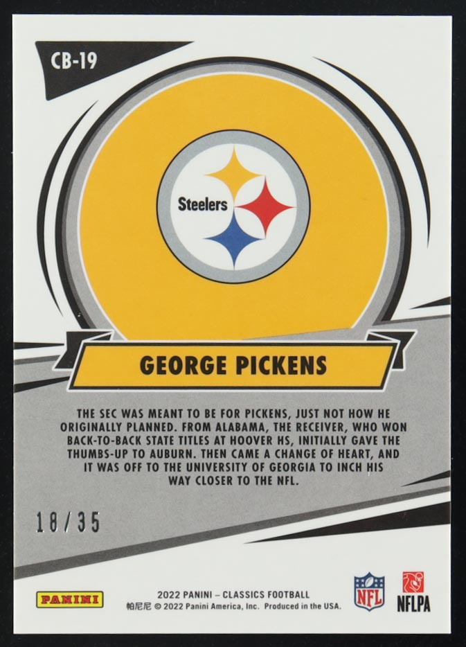George Pickens 2022 Classics Classic Beginnings Purple #19 #18/35 RC at PristineAuction.com George Pickens 2022 Classics Classic Beginnings Purple #19 #18/35 RC at PristineAuction.com