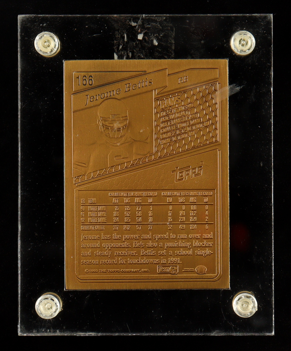 Jerome Bettis 1993 Topps #166 Highland Mint Bronze Mint-Card #1,307/5,000 RC at PristineAuction.com Jerome Bettis 1993 Topps #166 Highland Mint Bronze Mint-Card #1,307/5,000 RC at PristineAuction.com