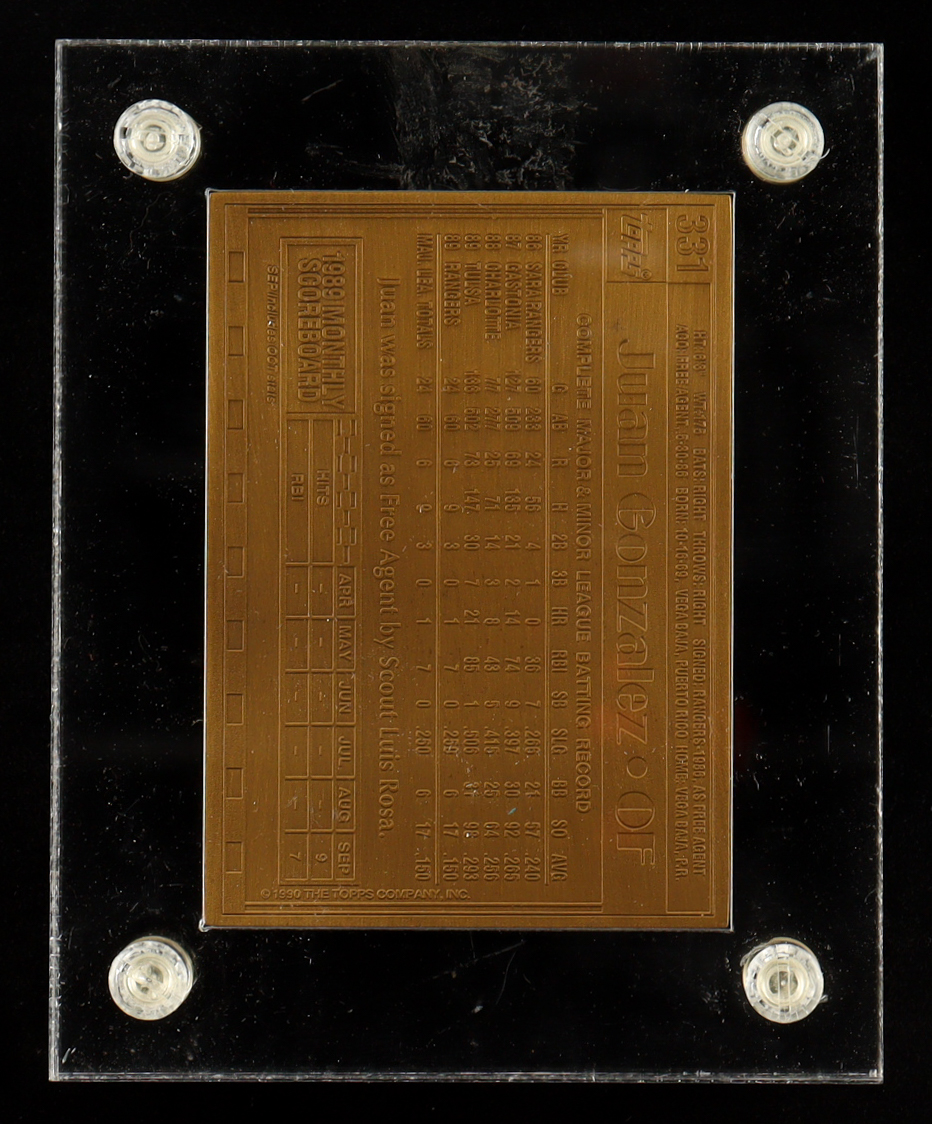 Juan Gonzalez 1990 Topps #331 Highland Mint Bronze Mint-Card #934/5,000 RC at PristineAuction.com Juan Gonzalez 1990 Topps #331 Highland Mint Bronze Mint-Card #934/5,000 RC at PristineAuction.com