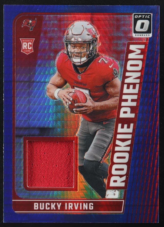 Bucky Irving 2024 Donruss Optic Rookie Phenoms Blue Hyper #10 RC at PristineAuction.com Bucky Irving 2024 Donruss Optic Rookie Phenoms Blue Hyper #10 RC at PristineAuction.com