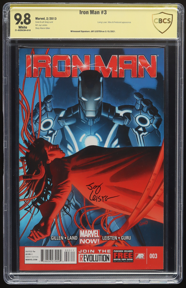 Jay Leisten Signed 2012 "Iron Man" Issue #3 Marvel Comic Book (CBCS 9.8) at PristineAuction.com Jay Leisten Signed 2012 "Iron Man" Issue #3 Marvel Comic Book (CBCS 9.8) at PristineAuction.com