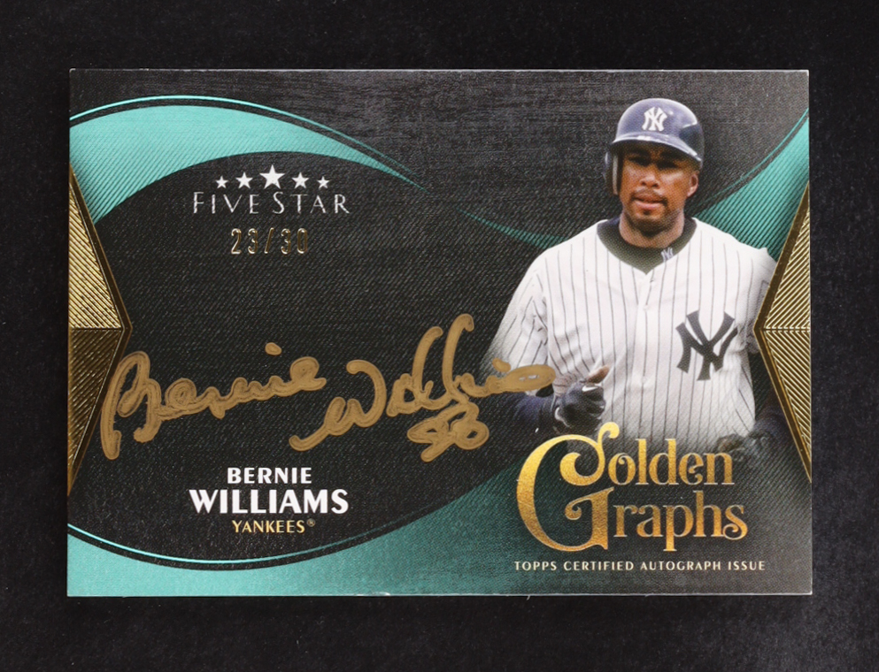 Bernie Williams 2024 Topps Five Star Golden Graphs Autographs #GG-BWI #23/30 at PristineAuction.com Bernie Williams 2024 Topps Five Star Golden Graphs Autographs #GG-BWI #23/30 at PristineAuction.com