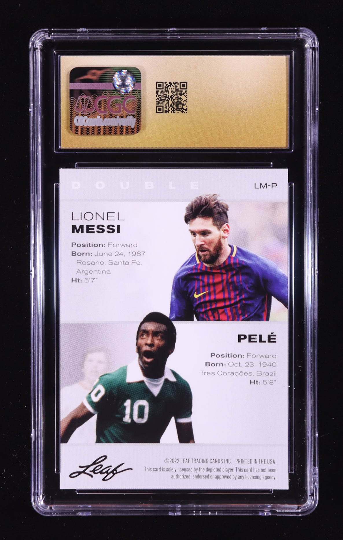 Lionel Messi / Pele 2022 Leaf Special Release Exclusive Legends Edition #LMP (CGC 10 | Pristine Black Label) at PristineAuction.com Lionel Messi / Pele 2022 Leaf Special Release Exclusive Legends Edition #LMP (CGC 10 | Pristine Black Label) at PristineAuction.com