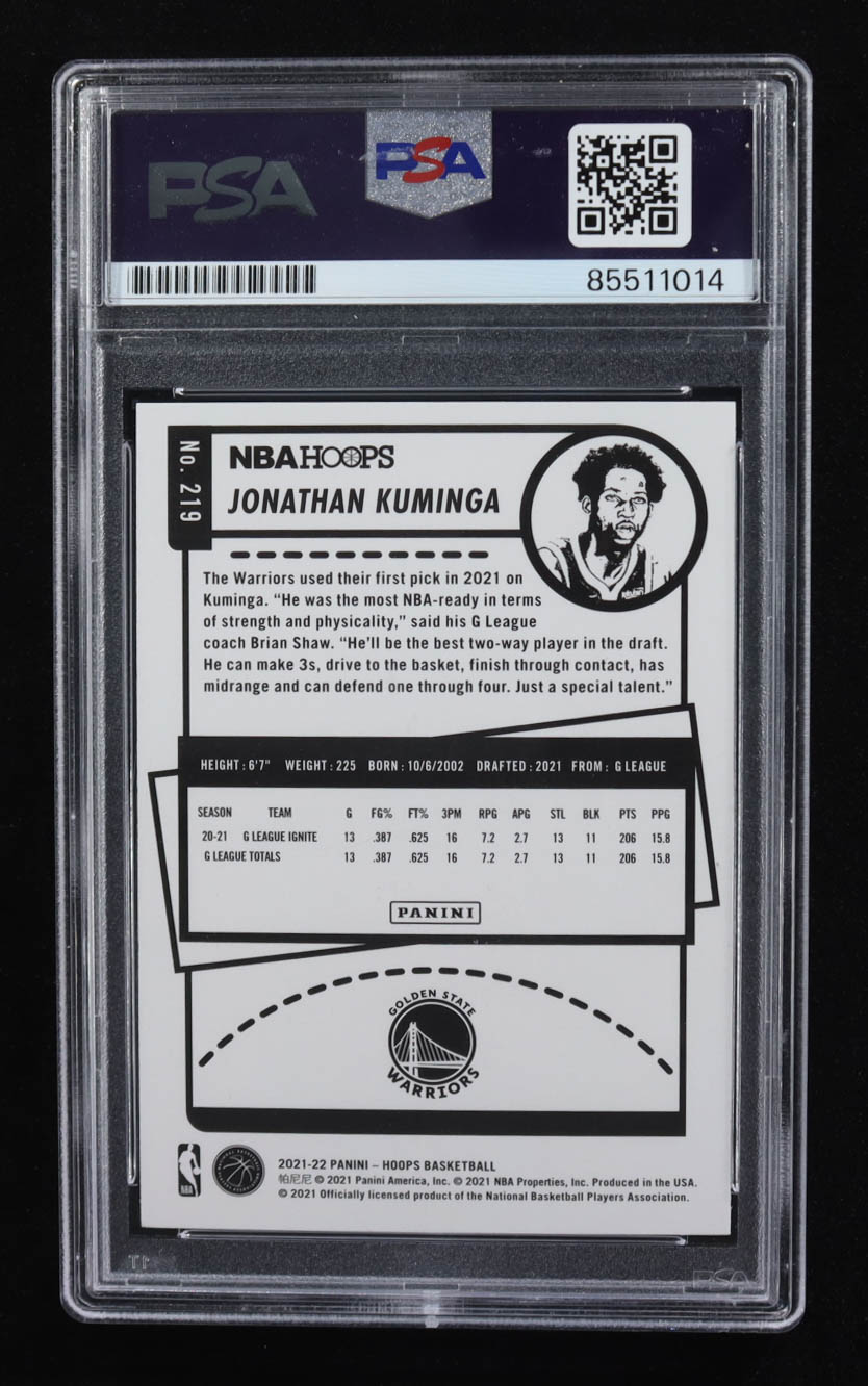 Jonathan Kuminga Signed 2021-22 Hoops #219 RC (PSA) at PristineAuction.com Jonathan Kuminga Signed 2021-22 Hoops #219 RC (PSA) at PristineAuction.com