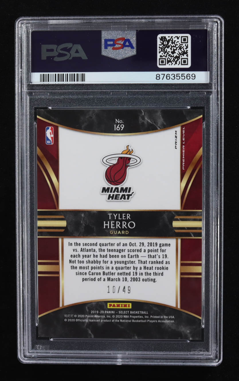 Tyler Herro 2019-20 Select Prizms Disco Red #169 #10/49 RC (PSA 10) at PristineAuction.com Tyler Herro 2019-20 Select Prizms Disco Red #169 #10/49 RC (PSA 10) at PristineAuction.com