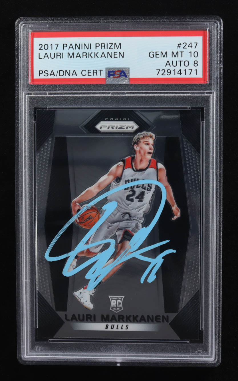 Lauri Markkanen Signed 2017-18 Panini Prizm #247 RC (PSA 10 | Auto Grade 8) at PristineAuction.com Lauri Markkanen Signed 2017-18 Panini Prizm #247 RC (PSA 10 | Auto Grade 8) at PristineAuction.com