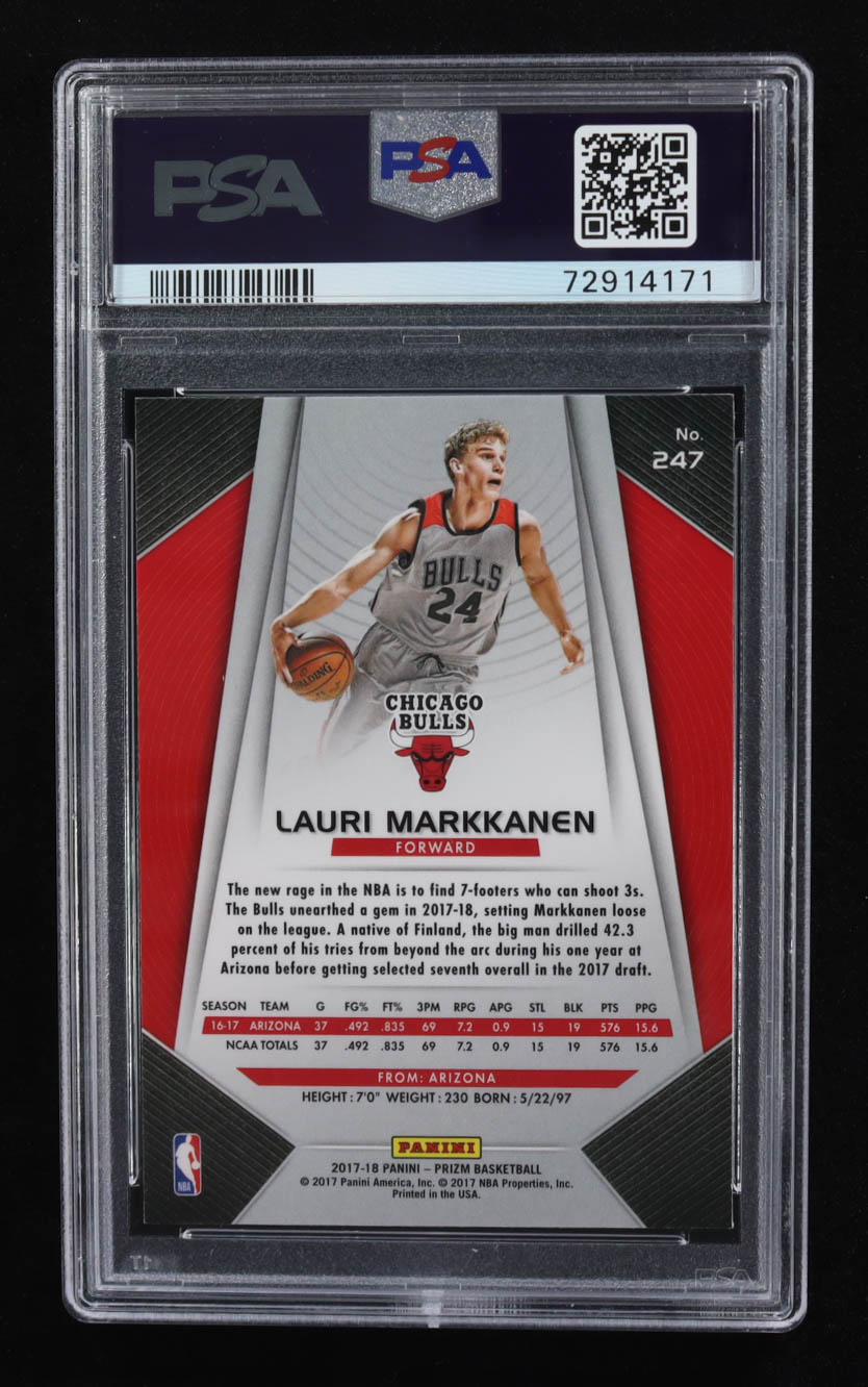 Lauri Markkanen Signed 2017-18 Panini Prizm #247 RC (PSA 10 | Auto Grade 8) at PristineAuction.com Lauri Markkanen Signed 2017-18 Panini Prizm #247 RC (PSA 10 | Auto Grade 8) at PristineAuction.com