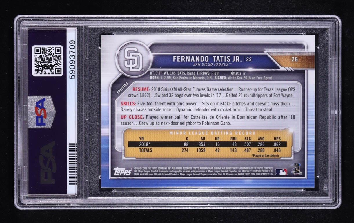 Fernando Tatis Jr. 2019 Bowman Chrome #26 RC (PSA 9) at PristineAuction.com Fernando Tatis Jr. 2019 Bowman Chrome #26 RC (PSA 9) at PristineAuction.com