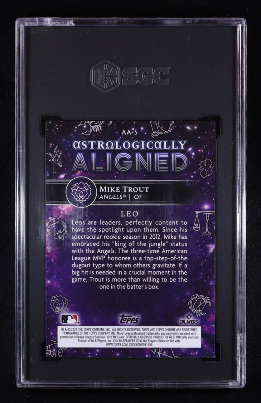 Mike Trout 2024 Topps Cosmic Chrome Astrologically Aligned #AA5 (SGC 9.5) at PristineAuction.com Mike Trout 2024 Topps Cosmic Chrome Astrologically Aligned #AA5 (SGC 9.5) at PristineAuction.com