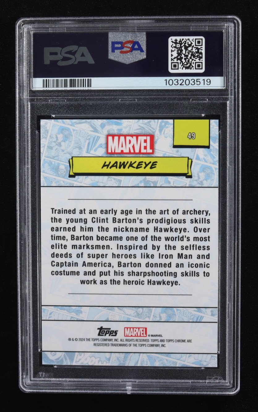 Hawkeye 2024 Topps Chrome UK Marvel Human Torch Refractors #49 #32/39 (PSA 8) at PristineAuction.com Hawkeye 2024 Topps Chrome UK Marvel Human Torch Refractors #49 #32/39 (PSA 8) at PristineAuction.com