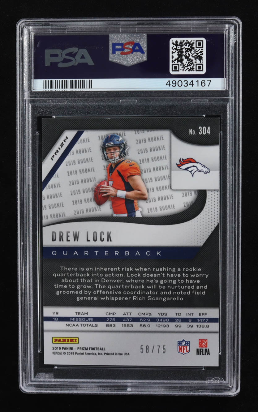 Drew Lock 2019 Panini Prizm Prizms Green Scope #304 #58/75 RC (PSA 9) at PristineAuction.com Drew Lock 2019 Panini Prizm Prizms Green Scope #304 #58/75 RC (PSA 9) at PristineAuction.com
