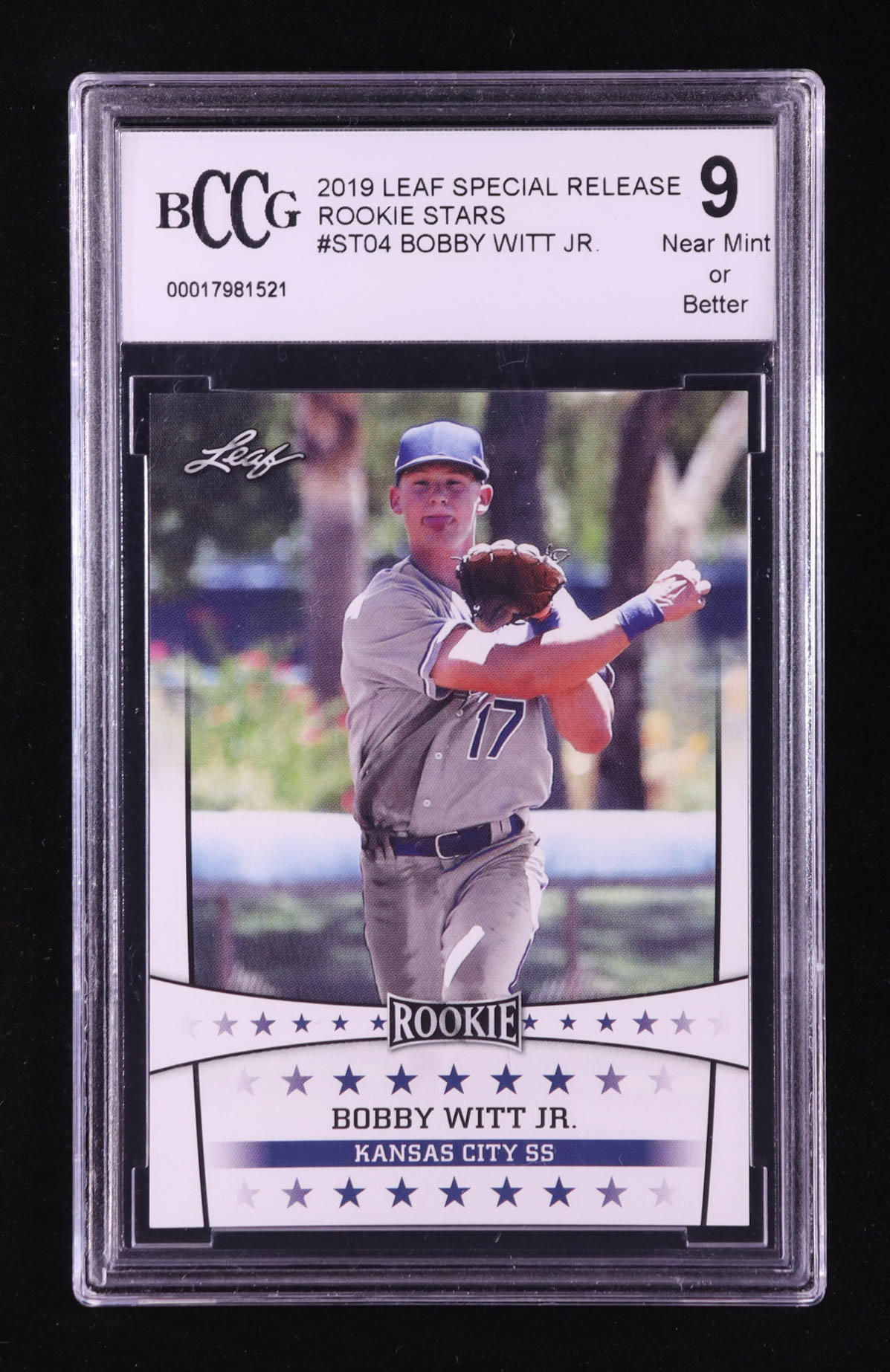 Bobby Witt Jr. 2019 Leaf Special Release Rookie Stars #ST04 RC (BCCG 9) at PristineAuction.com Bobby Witt Jr. 2019 Leaf Special Release Rookie Stars #ST04 RC (BCCG 9) at PristineAuction.com