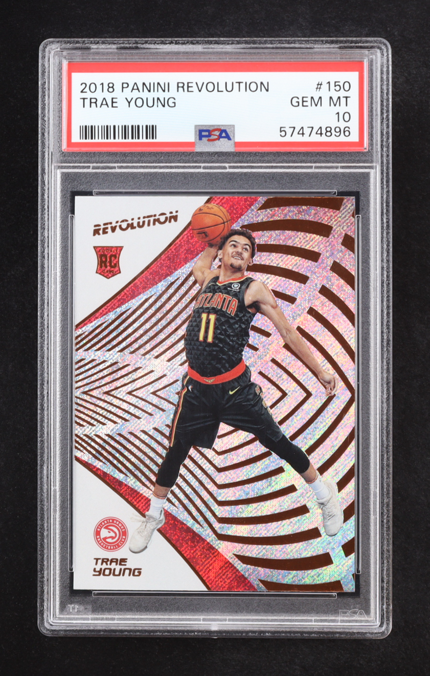 Trae Young 2018-19 Panini Revolution #150 RC (PSA 10) at PristineAuction.com Trae Young 2018-19 Panini Revolution #150 RC (PSA 10) at PristineAuction.com