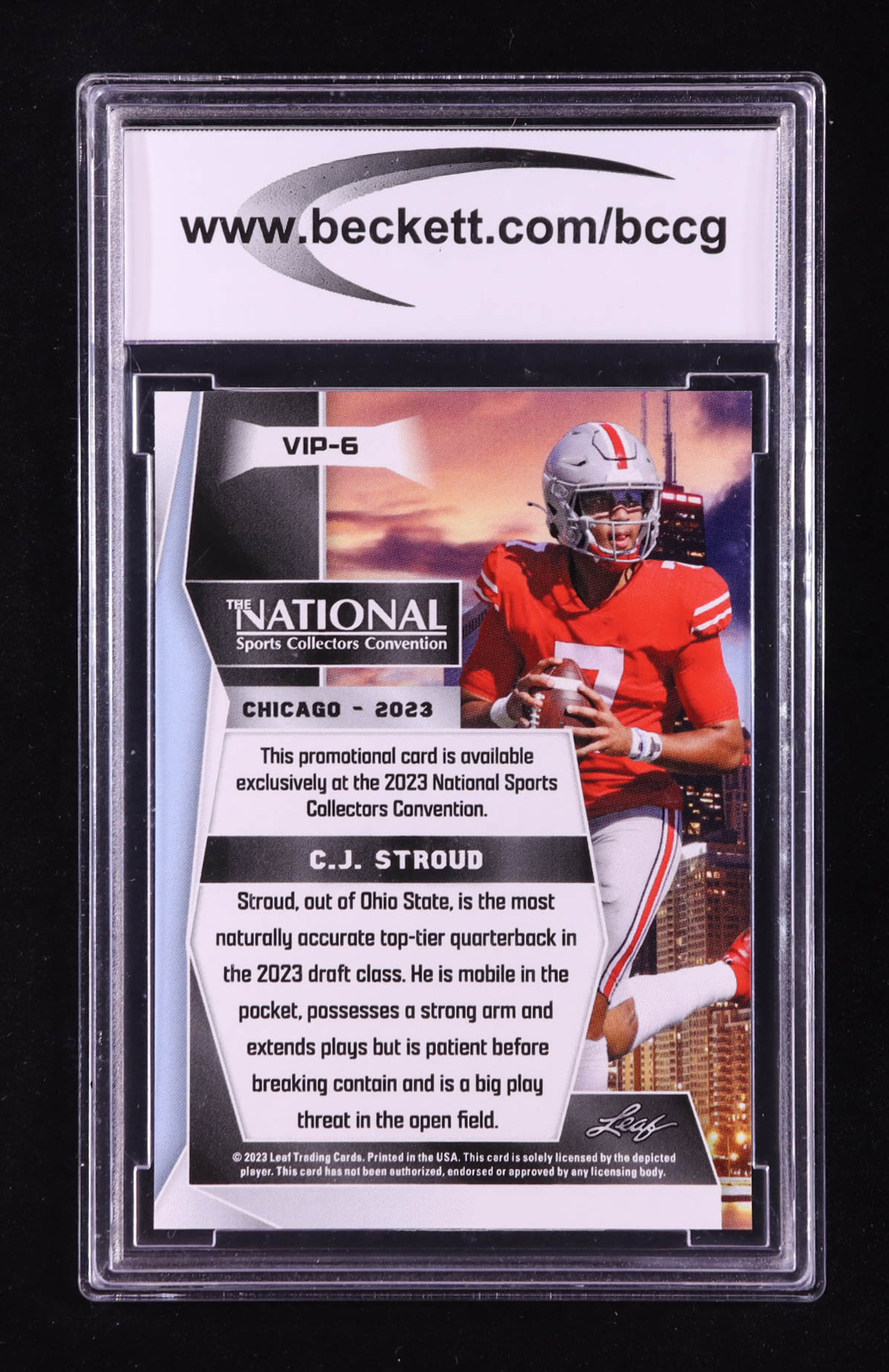 CJ Stroud 2023 Leaf National VIP #VIP6 RC (BCCG 10) at PristineAuction.com CJ Stroud 2023 Leaf National VIP #VIP6 RC (BCCG 10) at PristineAuction.com