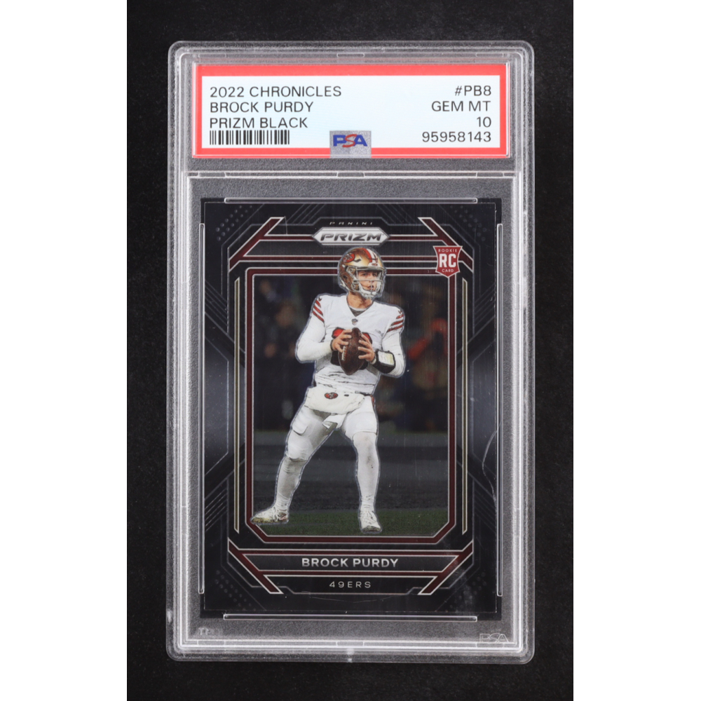 Brock Purdy 2022 Panini Chronicles Prizm Black #8 RC (PSA 10) at PristineAuction.com