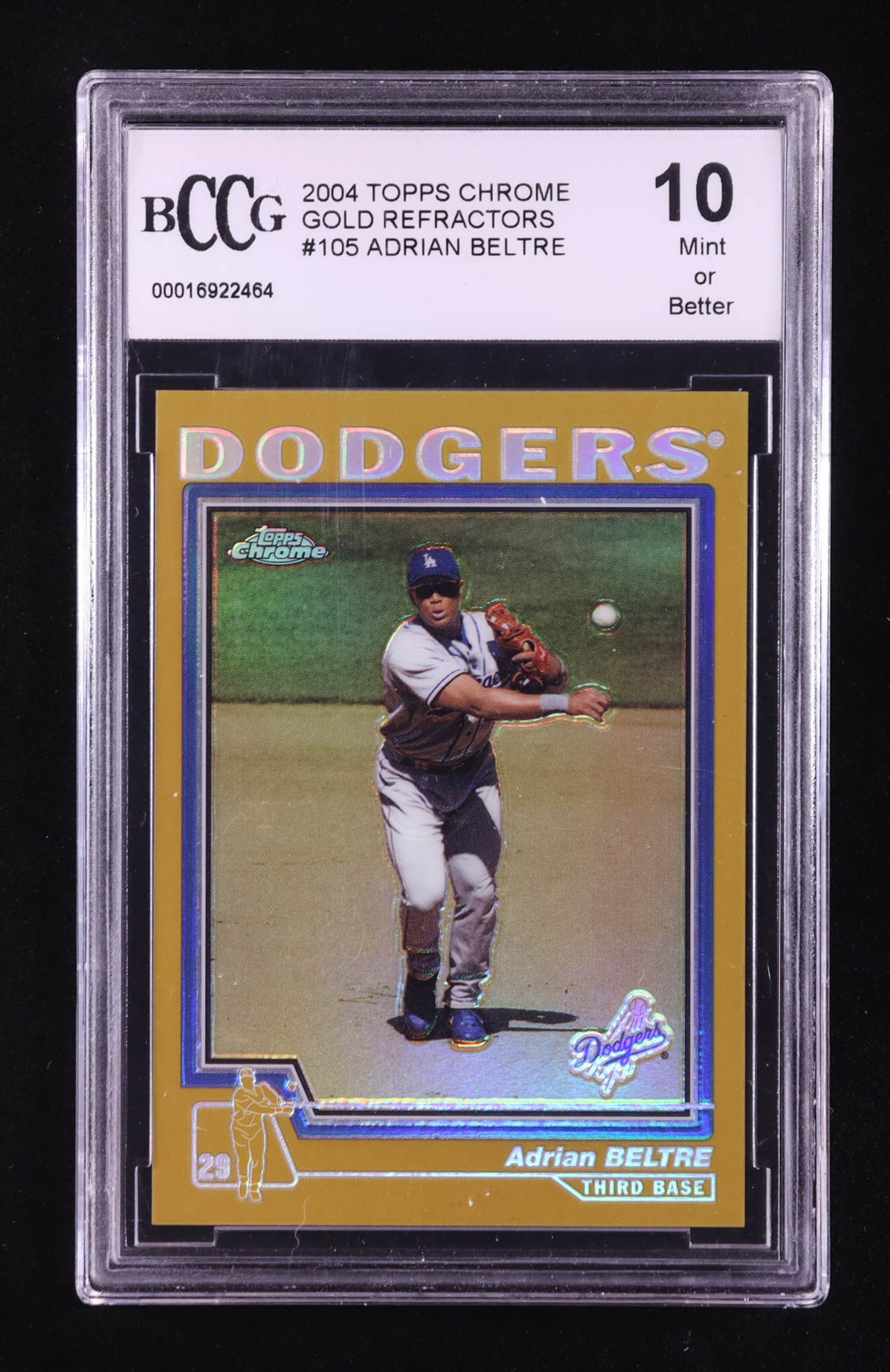 Adrian Beltre 2004 Topps Chrome Gold Refractors #105 (BCCG 10) at PristineAuction.com Adrian Beltre 2004 Topps Chrome Gold Refractors #105 (BCCG 10) at PristineAuction.com