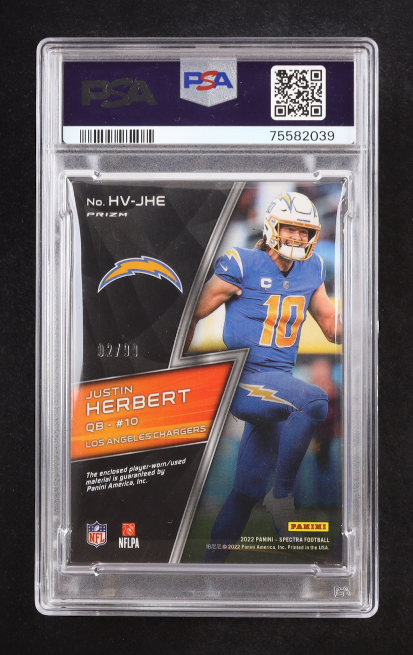 Justin Herbert 2022 Panini Spectra High Voltage Materials #2 #02/99 (PSA 9) at PristineAuction.com Justin Herbert 2022 Panini Spectra High Voltage Materials #2 #02/99 (PSA 9) at PristineAuction.com