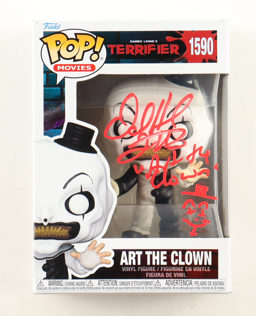 David Howard Thornton Signed "Terrifier" #1590 Art The Clown Funko Pop! Vinyl Figure Inscribed "Art The Clown" (JSA) at PristineAuction.com David Howard Thornton Signed "Terrifier" #1590 Art The Clown Funko Pop! Vinyl Figure Inscribed "Art The Clown" (JSA) at PristineAuction.com