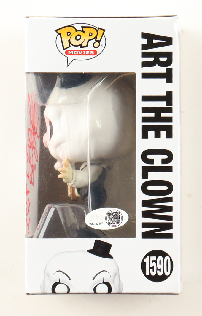 David Howard Thornton Signed "Terrifier" #1590 Art The Clown Funko Pop! Vinyl Figure Inscribed "Art The Clown" (JSA) at PristineAuction.com David Howard Thornton Signed "Terrifier" #1590 Art The Clown Funko Pop! Vinyl Figure Inscribed "Art The Clown" (JSA) at PristineAuction.com