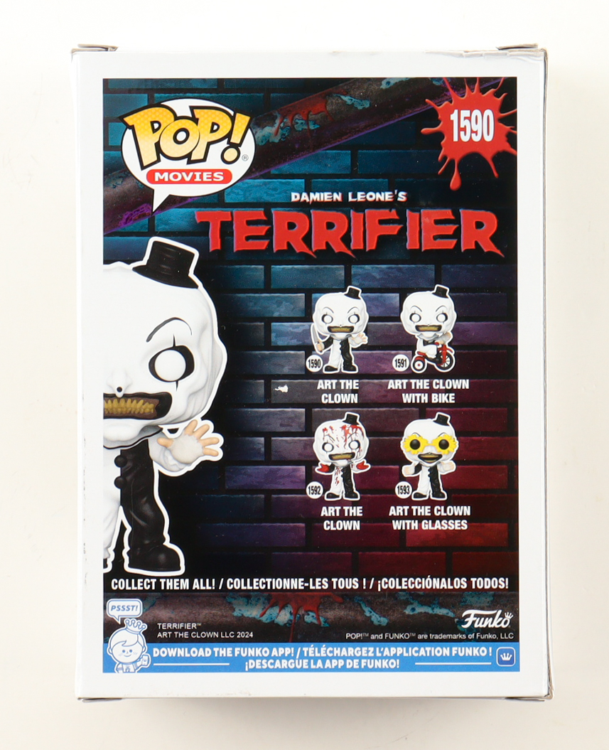 David Howard Thornton Signed "Terrifier" #1590 Art The Clown Funko Pop! Vinyl Figure Inscribed "Art The Clown" (JSA) at PristineAuction.com David Howard Thornton Signed "Terrifier" #1590 Art The Clown Funko Pop! Vinyl Figure Inscribed "Art The Clown" (JSA) at PristineAuction.com