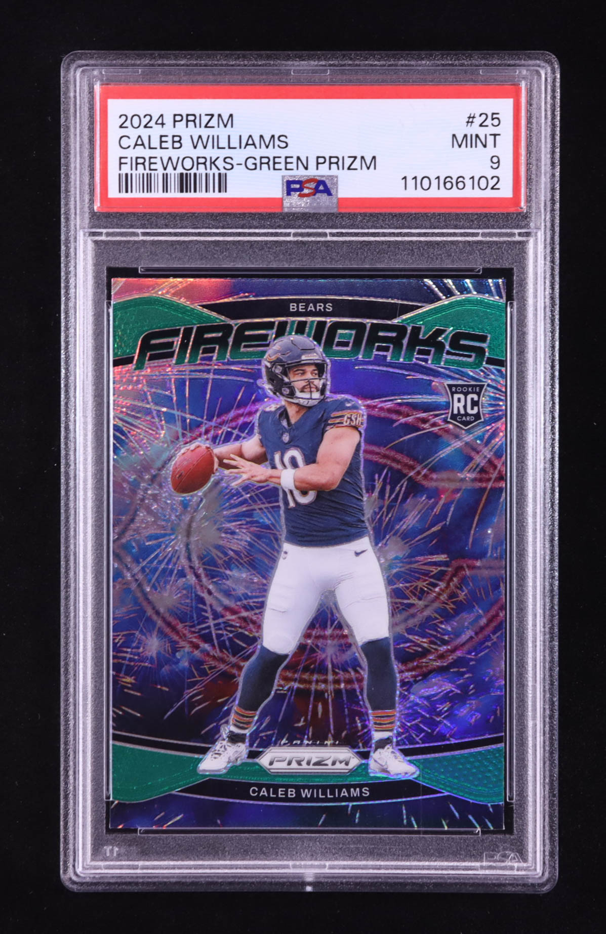 Caleb Williams 2024 Panini Prizm Fireworks Prizms Green #25 RC (PSA 9) at PristineAuction.com Caleb Williams 2024 Panini Prizm Fireworks Prizms Green #25 RC (PSA 9) at PristineAuction.com