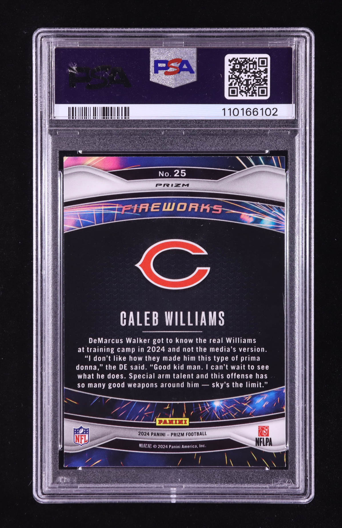 Caleb Williams 2024 Panini Prizm Fireworks Prizms Green #25 RC (PSA 9) at PristineAuction.com Caleb Williams 2024 Panini Prizm Fireworks Prizms Green #25 RC (PSA 9) at PristineAuction.com