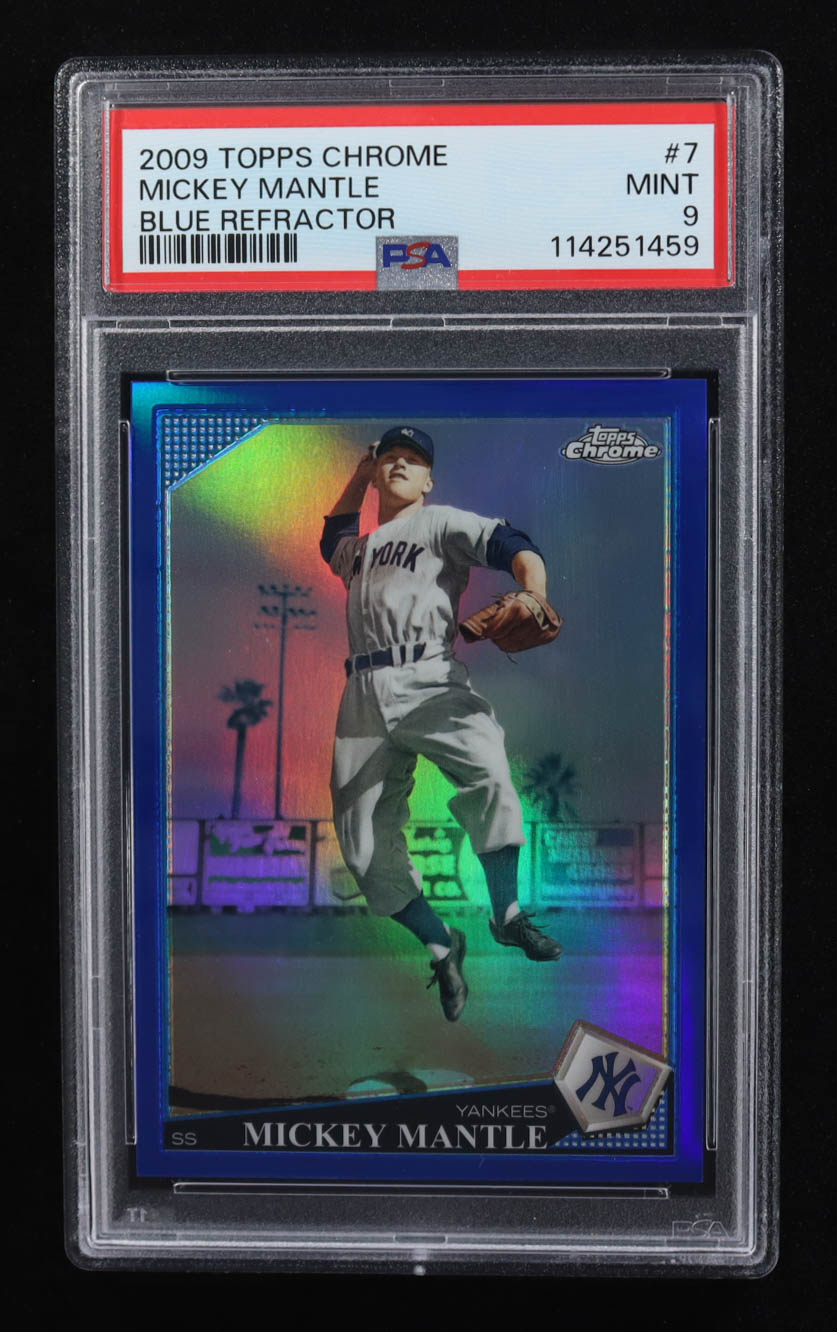 Mickey Mantle 2009 Topps Chrome Blue Refractors #7 #134/199 (PSA 9) at PristineAuction.com Mickey Mantle 2009 Topps Chrome Blue Refractors #7 #134/199 (PSA 9) at PristineAuction.com