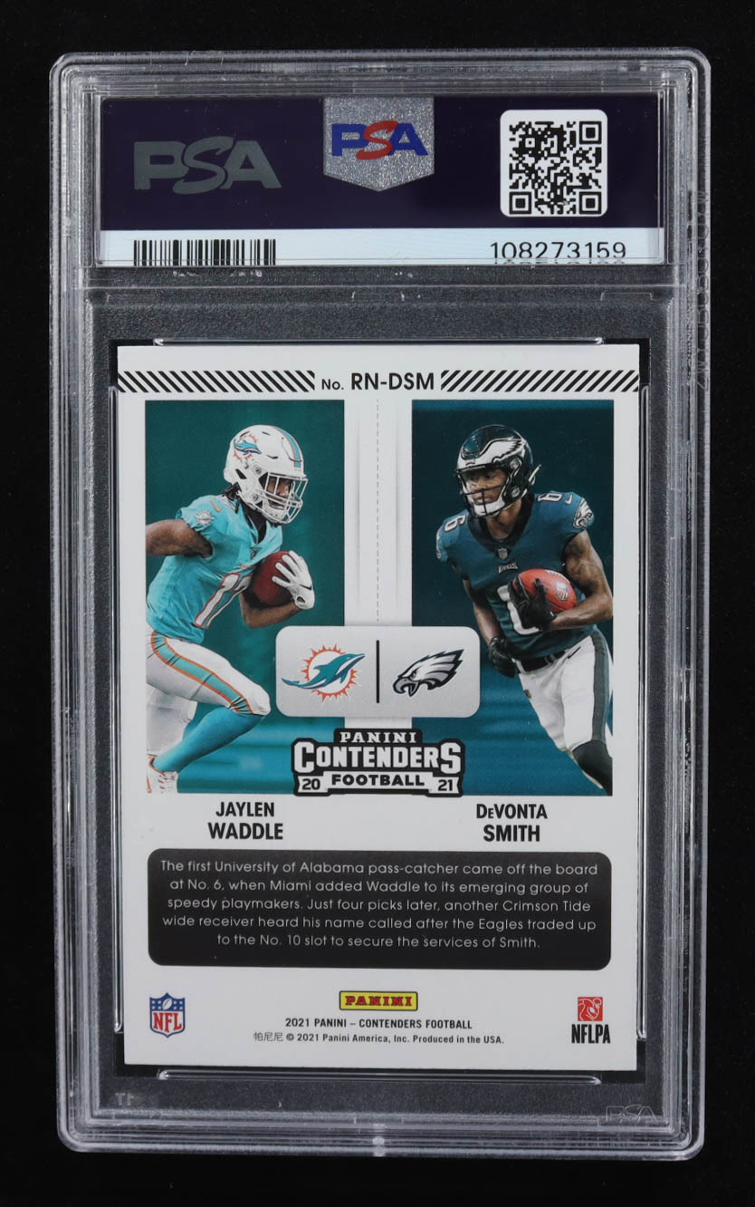 DeVonta Smith / Jaylen Waddle 2021 Panini Contenders Optic Round Numbers #3 (PSA 9) at PristineAuction.com DeVonta Smith / Jaylen Waddle 2021 Panini Contenders Optic Round Numbers #3 (PSA 9) at PristineAuction.com