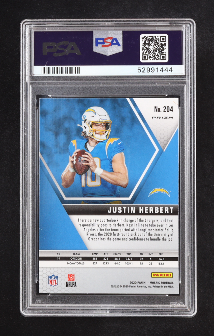 Justin Herbert 2020 Panini Mosaic Mosaic #204 RC (PSA 9) at PristineAuction.com Justin Herbert 2020 Panini Mosaic Mosaic #204 RC (PSA 9) at PristineAuction.com