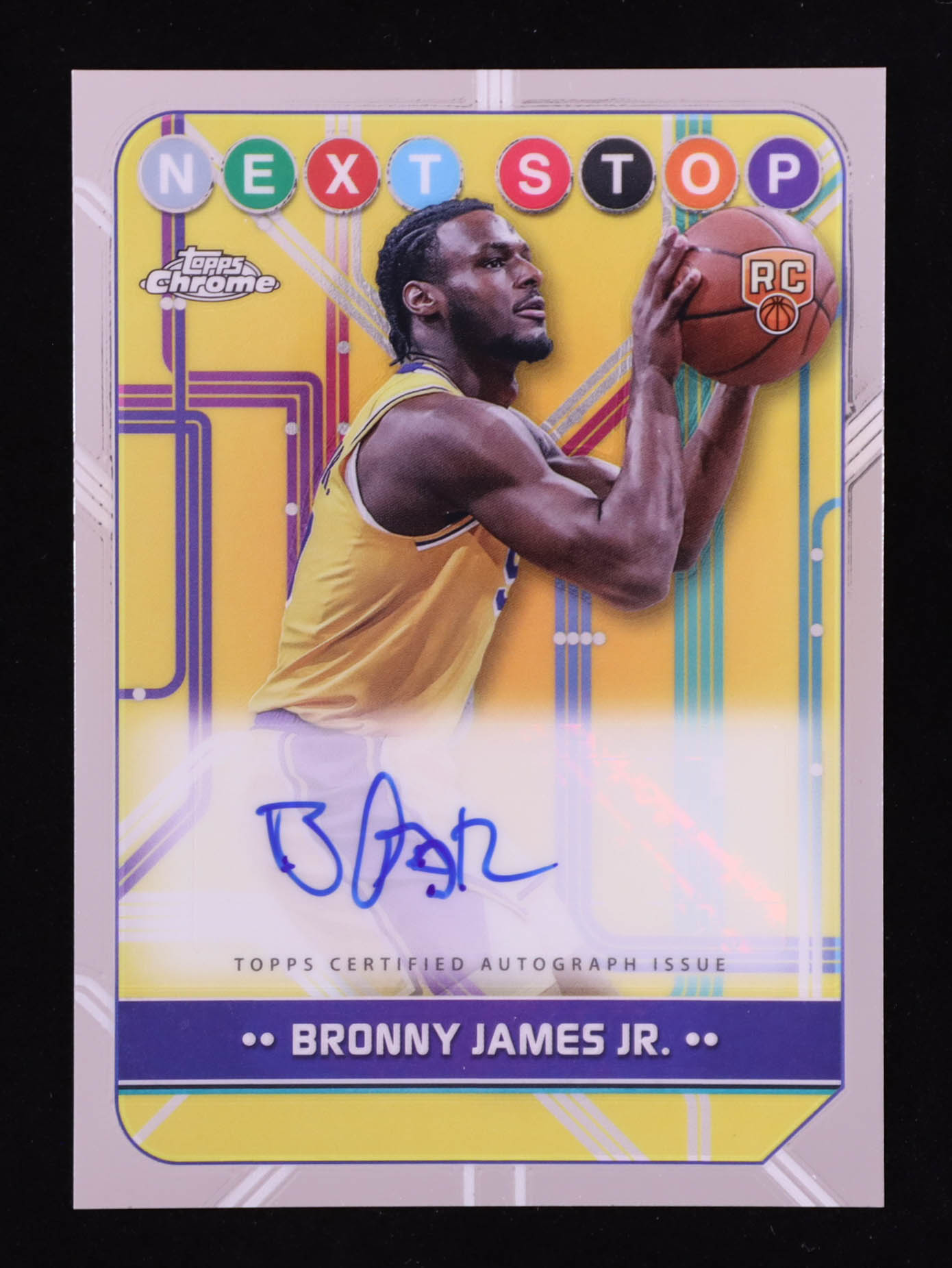 Bronny James 2025 Topps Chrome Next Stop Autographs #NSS-BJ RC at PristineAuction.com Bronny James 2025 Topps Chrome Next Stop Autographs #NSS-BJ RC at PristineAuction.com