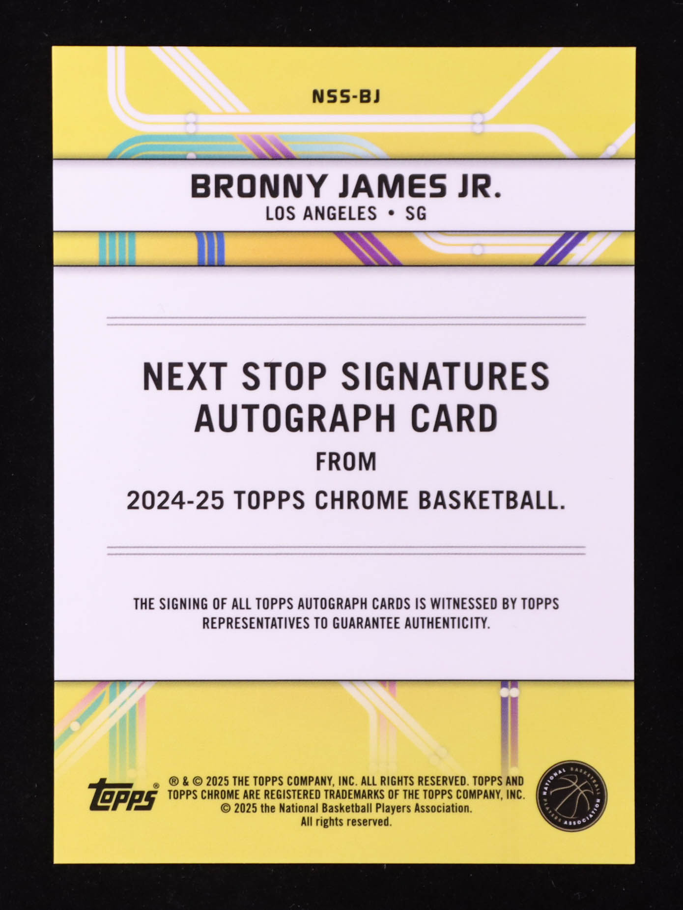 Bronny James 2025 Topps Chrome Next Stop Autographs #NSS-BJ RC at PristineAuction.com Bronny James 2025 Topps Chrome Next Stop Autographs #NSS-BJ RC at PristineAuction.com