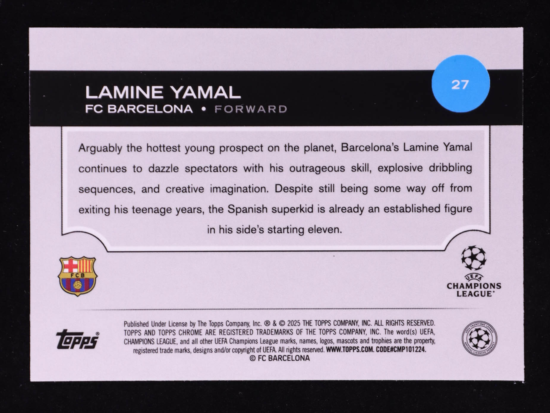 Lamine Yamal 2025 Topps Chrome Future Stars UEFA Club Competitions Neon Pink RayWave Refractors #27 #072/175 at PristineAuction.com Lamine Yamal 2025 Topps Chrome Future Stars UEFA Club Competitions Neon Pink RayWave Refractors #27 #072/175 at PristineAuction.com