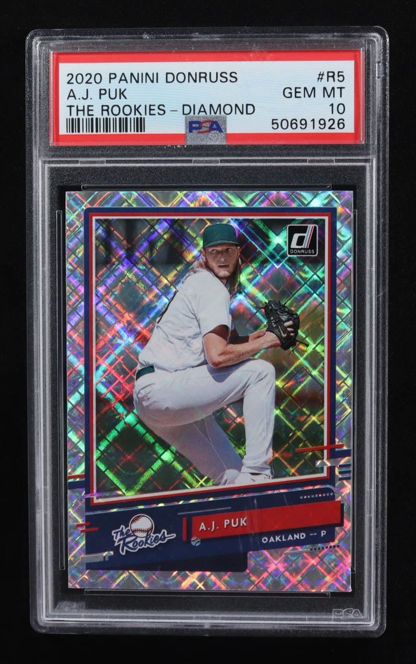 A.J. Puk 2020 Donruss The Rookies Diamond #5 RC (PSA 10) at PristineAuction.com A.J. Puk 2020 Donruss The Rookies Diamond #5 RC (PSA 10) at PristineAuction.com