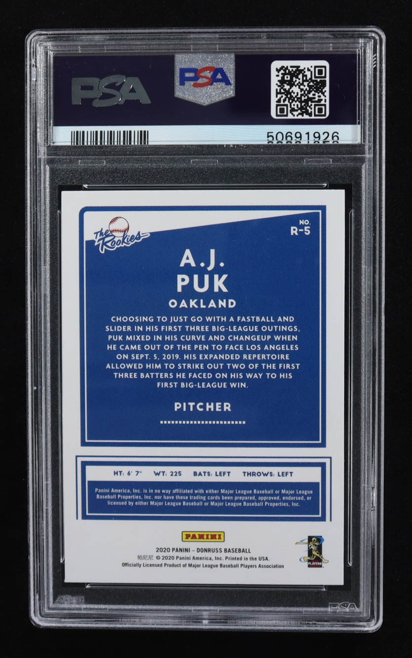 A.J. Puk 2020 Donruss The Rookies Diamond #5 RC (PSA 10) at PristineAuction.com A.J. Puk 2020 Donruss The Rookies Diamond #5 RC (PSA 10) at PristineAuction.com