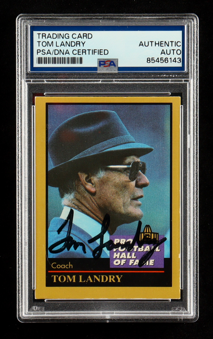 Tom Landry Signed 1991 ENOR Pro Football HOF #80 CO (PSA) at PristineAuction.com Tom Landry Signed 1991 ENOR Pro Football HOF #80 CO (PSA) at PristineAuction.com