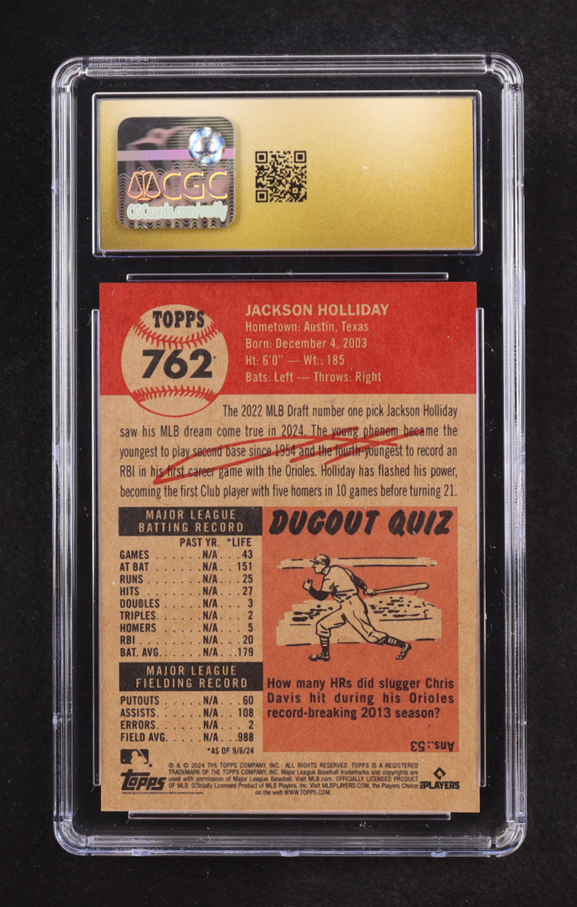 Jackson Holliday 2024 Topps Living #762 RC (CGC 10) at PristineAuction.com Jackson Holliday 2024 Topps Living #762 RC (CGC 10) at PristineAuction.com