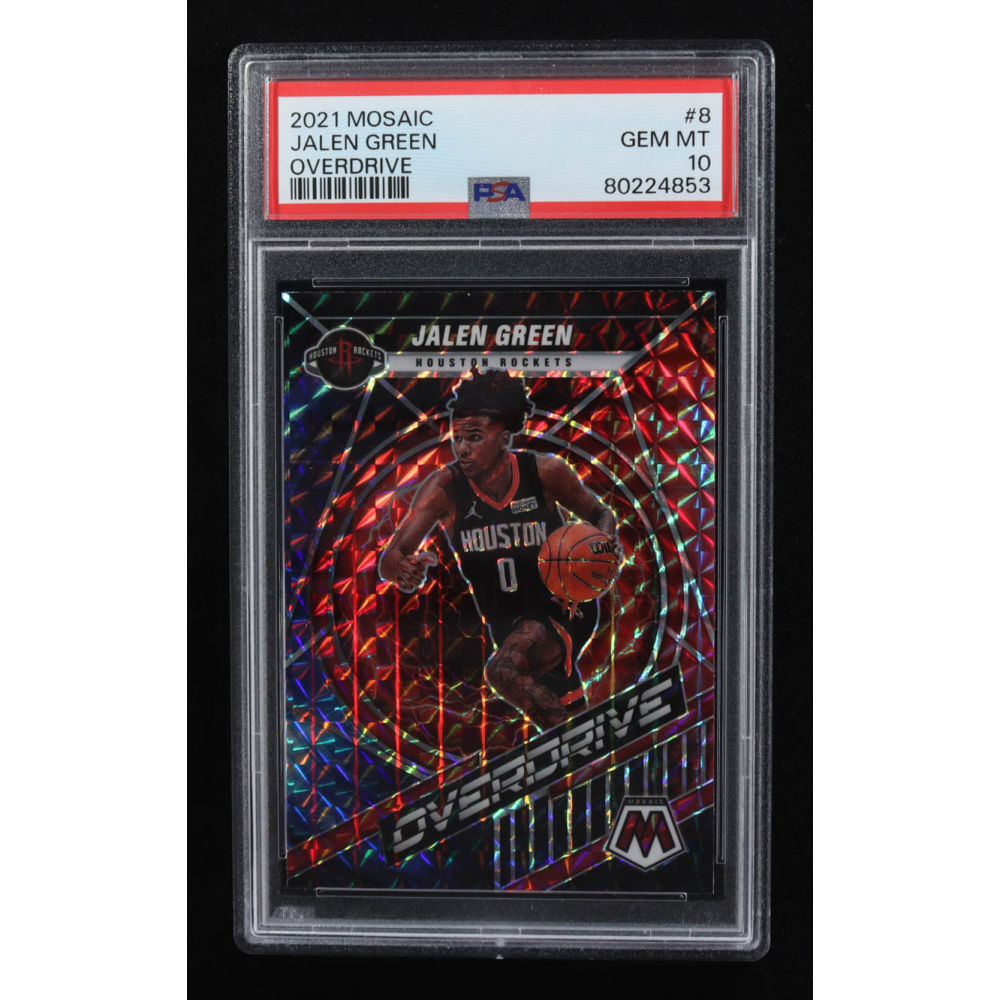 Jalen Green 2021-22 Panini Mosaic Overdrive #8 RC (PSA 10) at PristineAuction.com