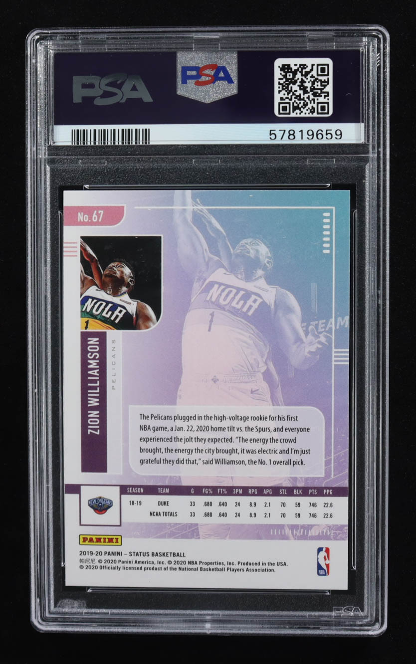 Zion Williamson 2019-20 Panini Status #67 RC (PSA 10) at PristineAuction.com Zion Williamson 2019-20 Panini Status #67 RC (PSA 10) at PristineAuction.com