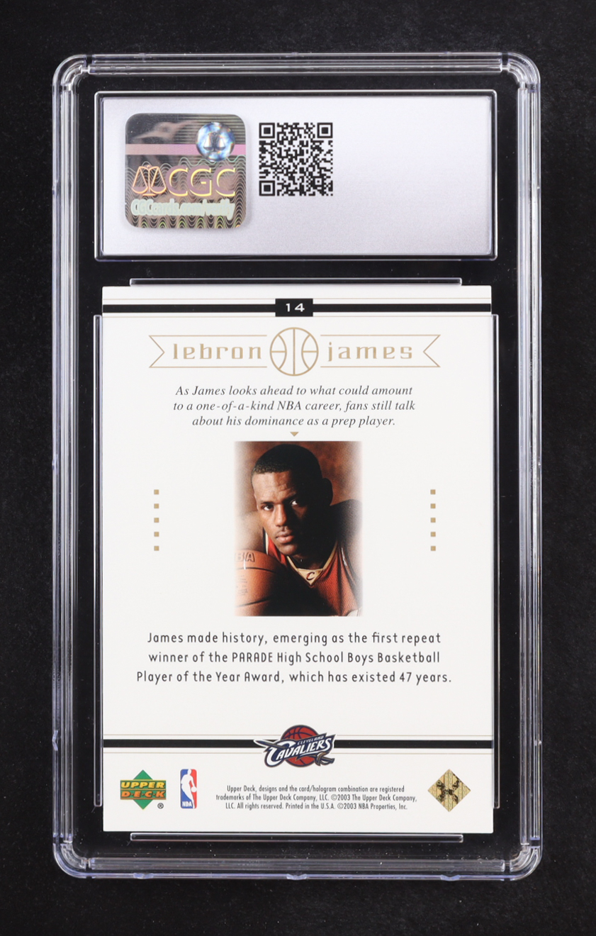 LeBron James 2003 Upper Deck LeBron James Box Set On Parade #14 RC (CSG 10) at PristineAuction.com LeBron James 2003 Upper Deck LeBron James Box Set On Parade #14 RC (CSG 10) at PristineAuction.com