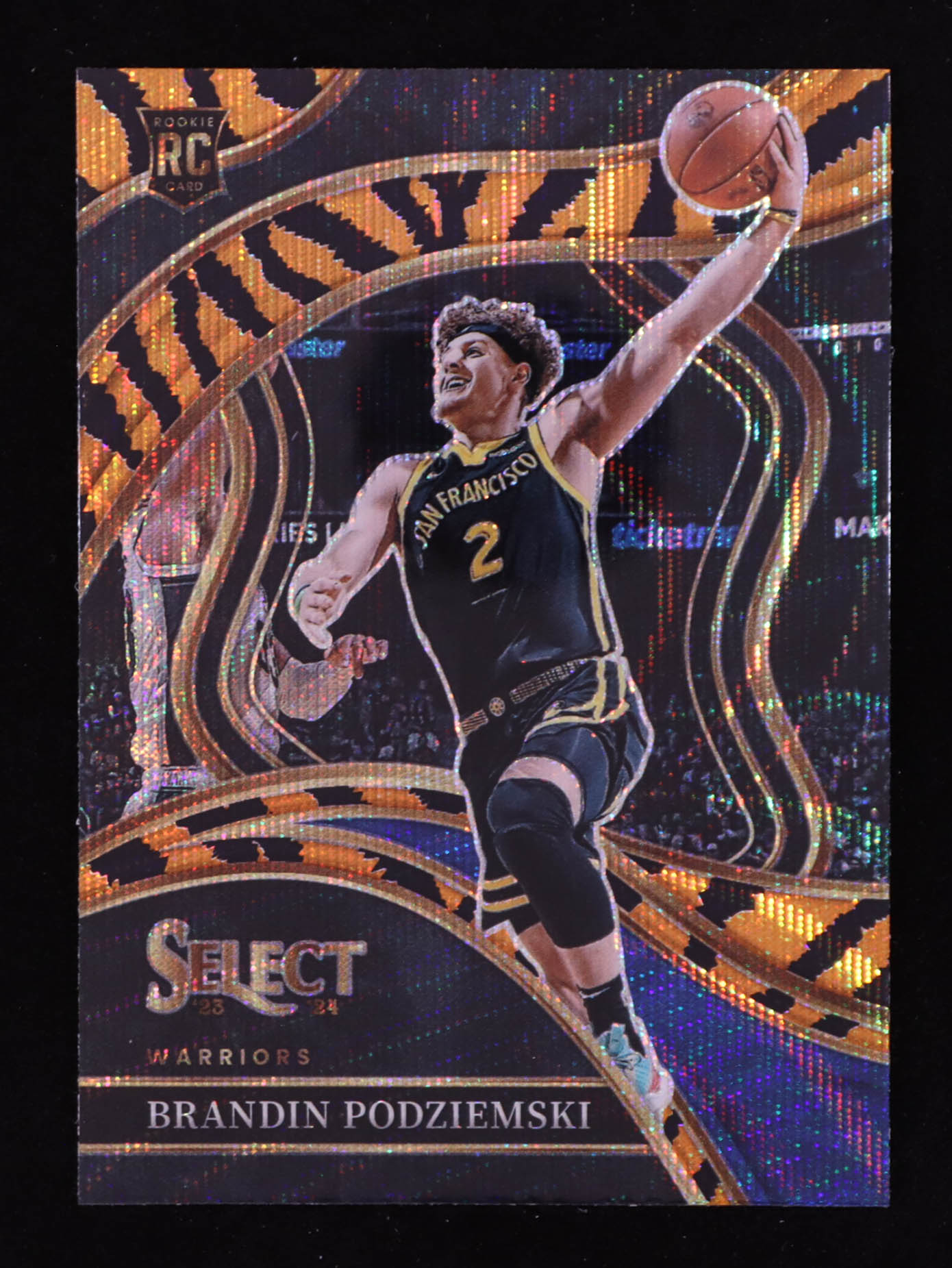 Brandin Podziemski 2023-24 Panini Select Courtside Prizm Orange Tectonic #299 RC at PristineAuction.com Brandin Podziemski 2023-24 Panini Select Courtside Prizm Orange Tectonic #299 RC at PristineAuction.com