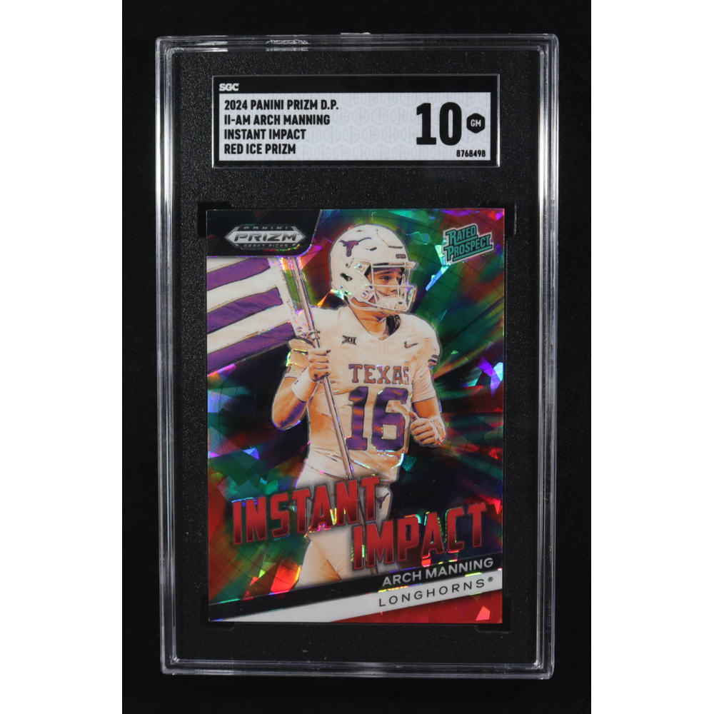 Arch Manning 2024 Panini Prizm Draft Picks Instant Impact Red Ice #II-AM (SGC 10) at PristineAuction.com