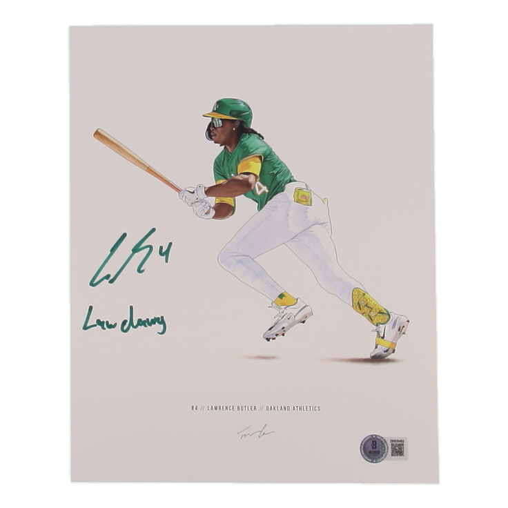 Lawrence Butler Signed Athletics 8x10 Art Print Inscribed "Law Dawg" (Beckett) at PristineAuction.com Lawrence Butler Signed Athletics 8x10 Art Print Inscribed "Law Dawg" (Beckett) at PristineAuction.com