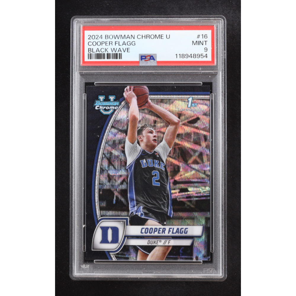 Cooper Flagg 2024 Bowman Chrome University Black Wave #16 RC (PSA 9) at PristineAuction.com