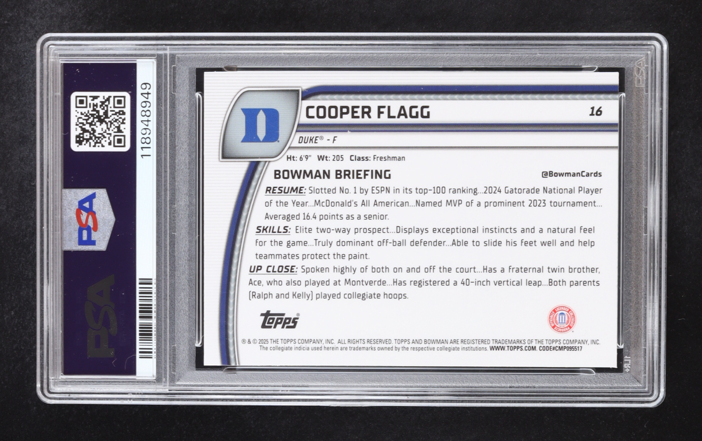 Cooper Flagg 2024 Bowman Chrome University Black Wave #16 RC (PSA 10) at PristineAuction.com Cooper Flagg 2024 Bowman Chrome University Black Wave #16 RC (PSA 10) at PristineAuction.com