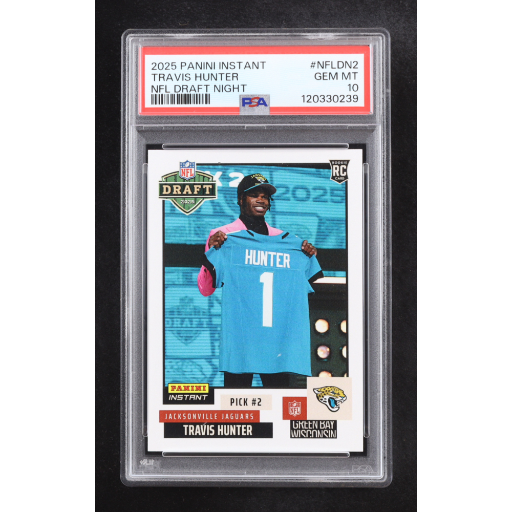Travis Hunter 2025 Panini Instant #NFLDN-2 | NFL Draft Night RC (PSA 10) at PristineAuction.com