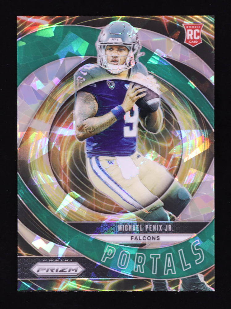 Michael Penix Jr. 2024 Panini Prizm Portals Prizms Green Ice #6 RC