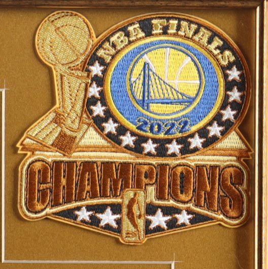 Stephen Curry Signed Custom Framed Jersey Display with (4) NBA Finals Pins & (2) Cloth NBA Finals Patches (JSA) at PristineAuction.com Stephen Curry Signed Custom Framed Jersey Display with (4) NBA Finals Pins & (2) Cloth NBA Finals Patches (JSA) at PristineAuction.com