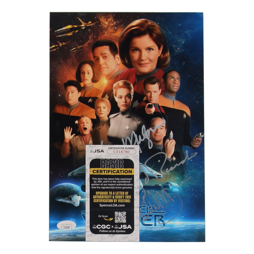 Kate Mulgrew, Robert Picardo, & Robert Duncan McNeil Signed "Star Trek: Voyager" 8x12 Poster (JSA) at PristineAuction.com Kate Mulgrew, Robert Picardo, & Robert Duncan McNeil Signed "Star Trek: Voyager" 8x12 Poster (JSA) at PristineAuction.com